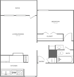 A2 - One Bedroom / One Bath floor plan
