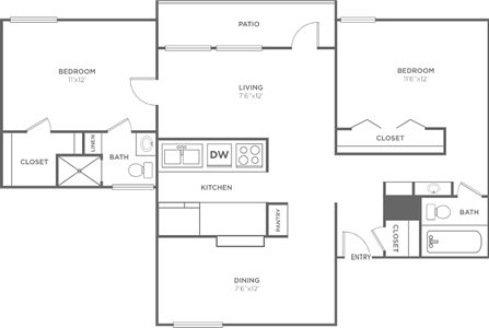 C1 - Two Bedroom / Two Bath floor plan